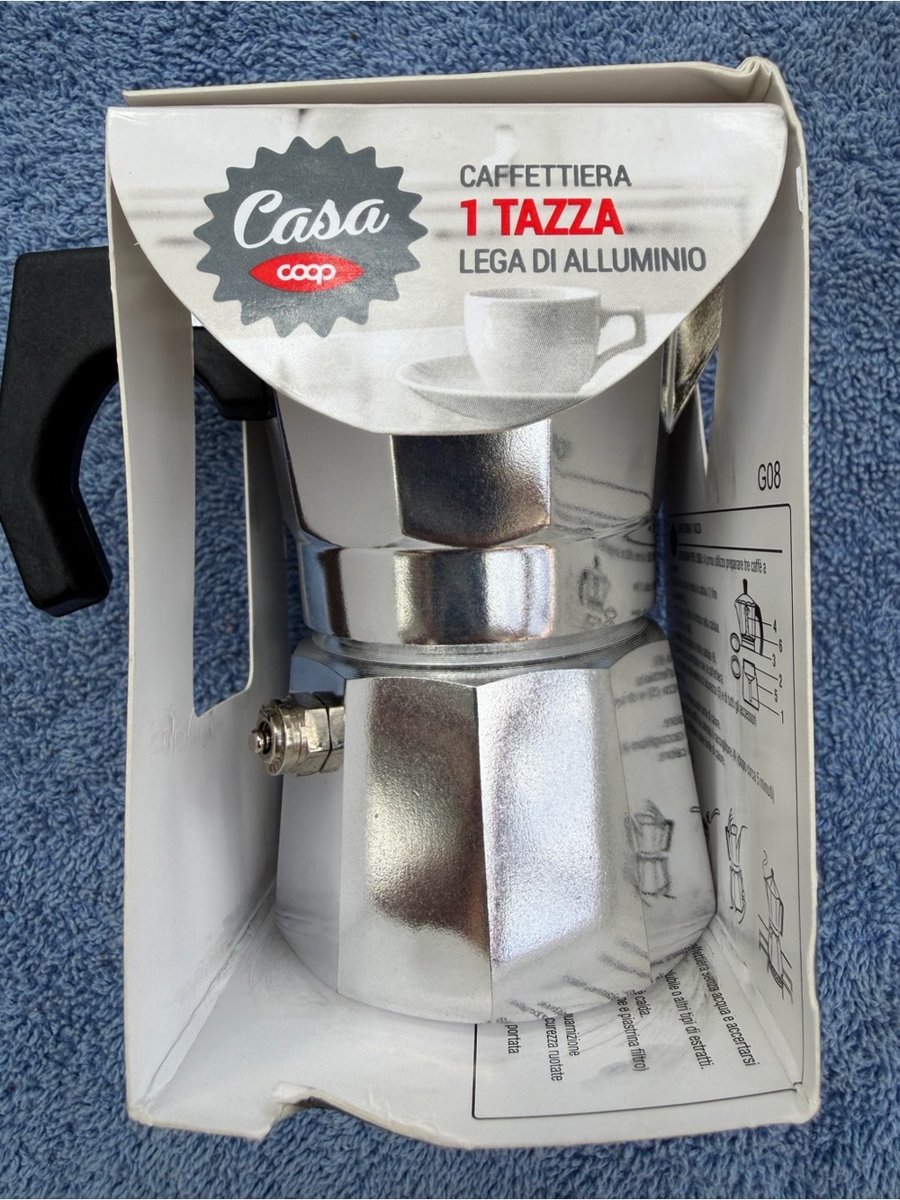 Silver 1-Cup Aluminum Stovetop Moka Pot